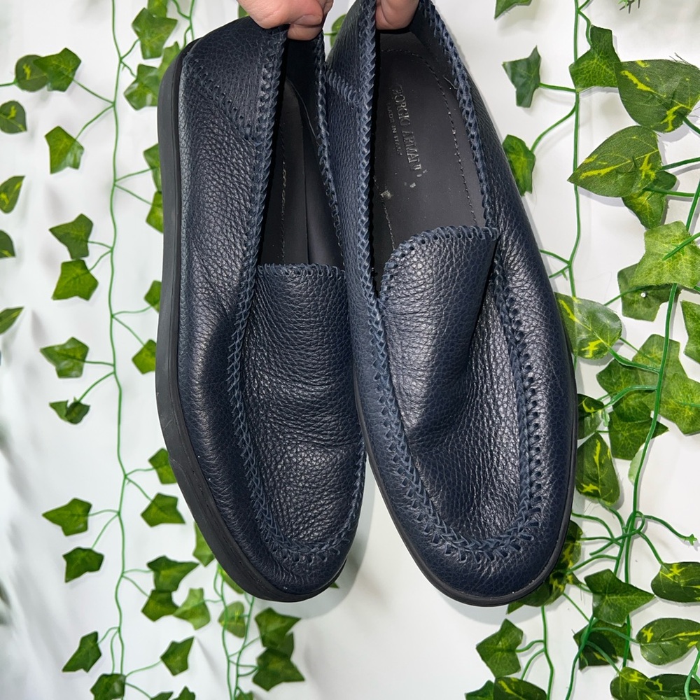 GIORGIO ARMANI Men's Navy Leather Loafers